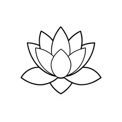 Outline drawing of a lotus flower on transparent background