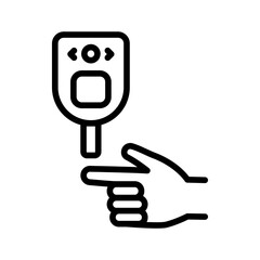 Blood sugar test line icon. Glucose monitor, diabetes testing strip outline vector icon. Glucometer pharmacy symbol, logo illustration.