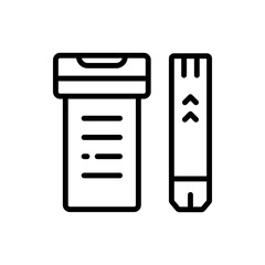 Diabetes test strips set outline vector icon. Blood glucose test strips line symbol. Glucometer pharmacy vector symbol, logo illustration.