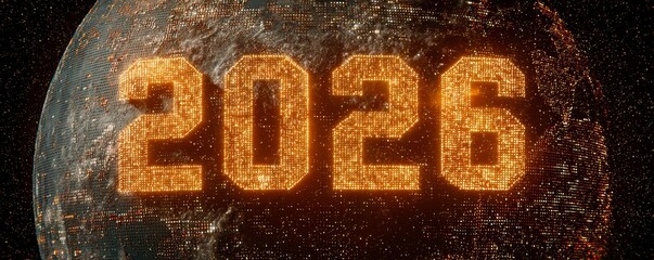 Digital Earth Globe Showing Year 2026