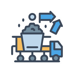 Icon of a dump truck delivering material with a recycling symbol above