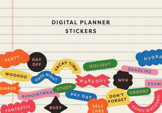 Set of Digital Planner Stickers