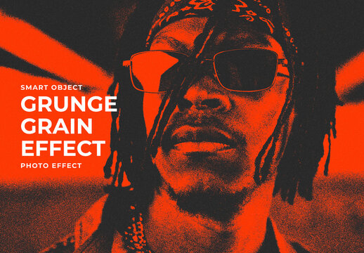 Orange Grunge Grain Image Effect Mockup