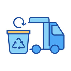 Recycling truck and bin vector icon, waste management and environment concept