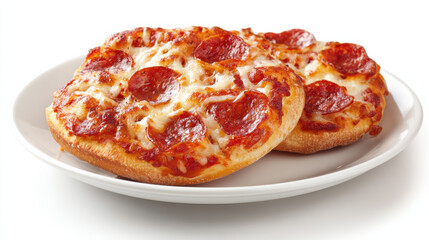 Zwei Mini-Pizzen mit Salami und Käse auf weißem Teller