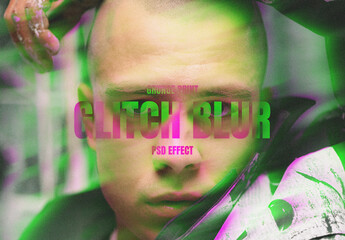 Blurry Glitch Image Effect Mockup