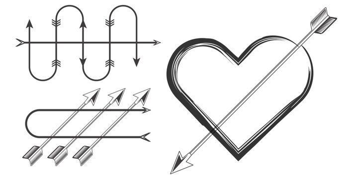 Love s arrow pierces through abstract curves and lines a romantic concept