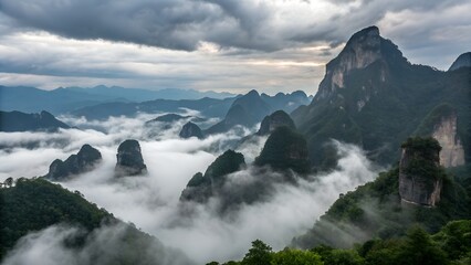 mountain landscape with clouds