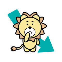 ライオンと下矢印　イラスト