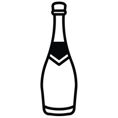 champagne bottle Christmas elements vector icon, christmas  collection