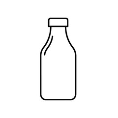 Outline of a Glass Bottle Silhouette for Liquids on a White Background