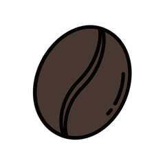 Single Stylized Brown Coffee Bean Isolated on White Background