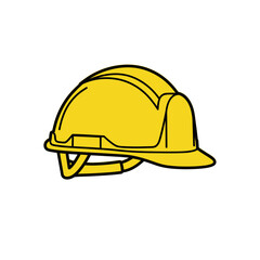 Yellow Protective Hard Hat Depicted on White Background for Workplace Safety