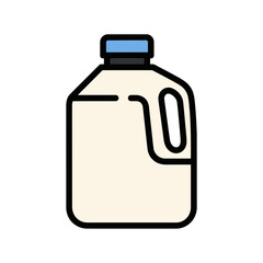 Gallon Container with Handle and Blue Cap Depicting Flat Design Icon