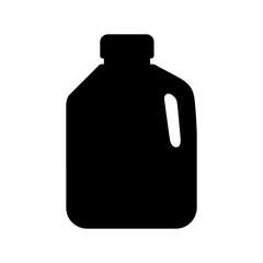 Black Plastic Gallon Jug with Handle Isolated on White Backdrop