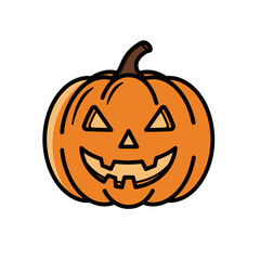 Festive Carved Pumpkin with Smiling Face Illustration for Halloween Celebrations