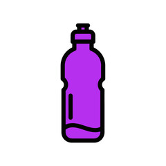 Vibrant Purple Reusable Water Bottle with Black Outline on White Background