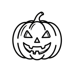 Smiling Halloween pumpkin face line drawing with triangle eyes