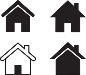 Home Icon Set: Versatile Vector Illustrations for Real Estate, Construction, and Web Interface Design Projects
