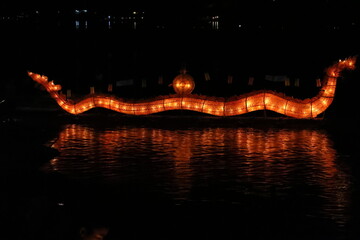 Luang Prabang, Laos, Fire Boats Festival in Mekong River, the most beuatiful festival of the year.