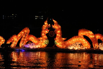 Luang Prabang, Laos, Fire Boats Festival in Mekong River, the most beuatiful festival of the year.