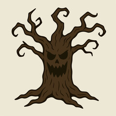 Fototapeta premium Cartoon illustration of a spooky tree