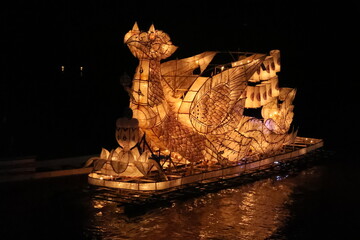 Luang Prabang, Laos, Fire Boats Festival in Mekong River, the most beuatiful festival of the year.
