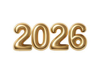 Shiny golden balloon numbers 2026 festive celebration new year greeting design element