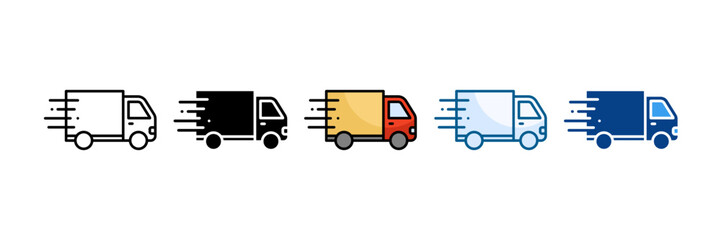 Fast Delivery Truck Icon Set Multiple Style Collection