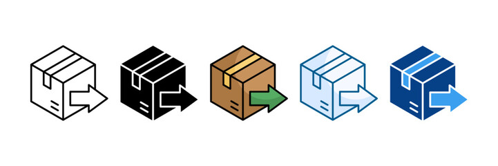 Parcel Box Icon Set Multiple Style Collection