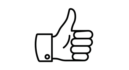 Simple Line Art Thumbs Up Gesture Icon.
