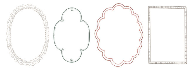 Watercolor hand drawn quirky frames in vintage style for cards, invitations