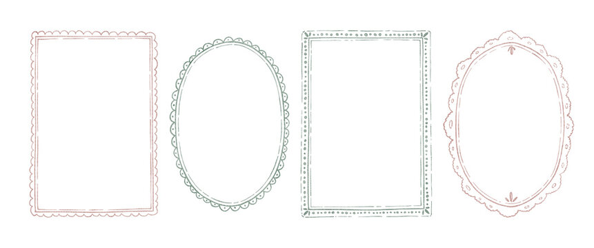 Watercolor hand drawn quirky frames in vintage style for cards, invitations