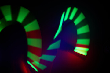 Neon Light Trails. Abstract photo of green and red neon light trails