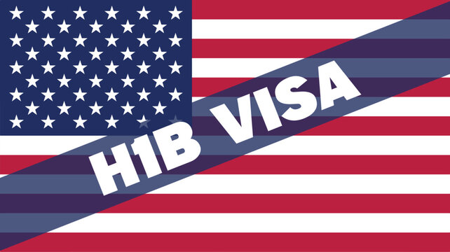 H1B visa image with USA flag, vector H1B visa stock image, H1B visa banner