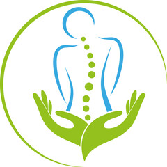 Mensch, Person und Hände, Massage, Heilpraktiker, Orthopädie, Logo, Icon
