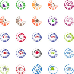 Auge, Logos Sammlung, Auge als Logo, Eine Reihe von Vektorlogos mit dem Bild eines Auges