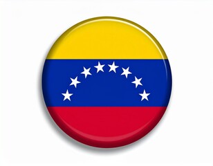Venezuela Flag Button on White Background