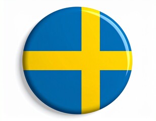 Sweden Flag Button on White Background