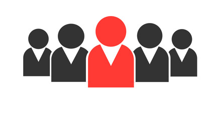 Red business leader icon concept illustration of a business team group