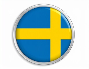 Fototapeta premium Sweden Flag Button on White Background