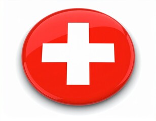 Obraz premium Switzerland Flag Button on White Background