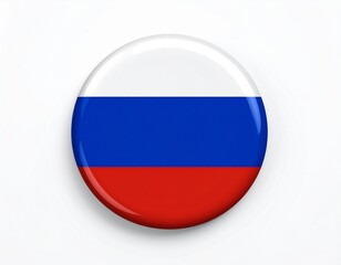 Russia Flag Button on White Background