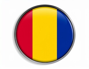 Fototapeta premium Romania Flag Button on White Background