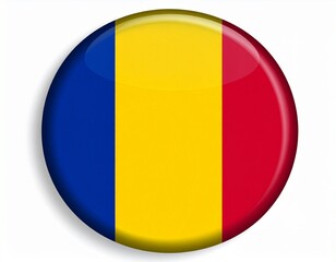 Fototapeta premium Romania Flag Button on White Background