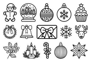 Obraz premium PNG Festive holiday icon collection, element set on transparent background