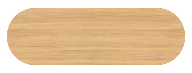 Wooden oval table top isolated on white background, perfect for design elements