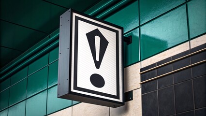 Minimalist Black & White Exclamation Sign on Emerald Green Background V2