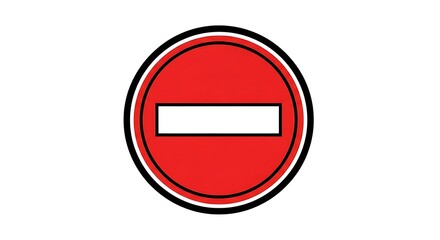 Red and White No Entry Sign on a White Background.