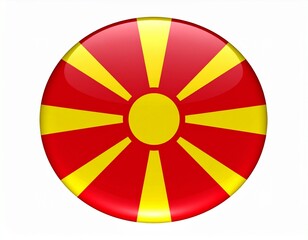 Obraz premium North Macedonia Flag Button on White Background